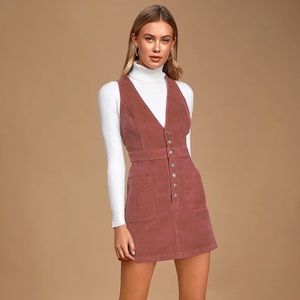 Wander My Way Rusty Rose Corduroy Pinafore Dress